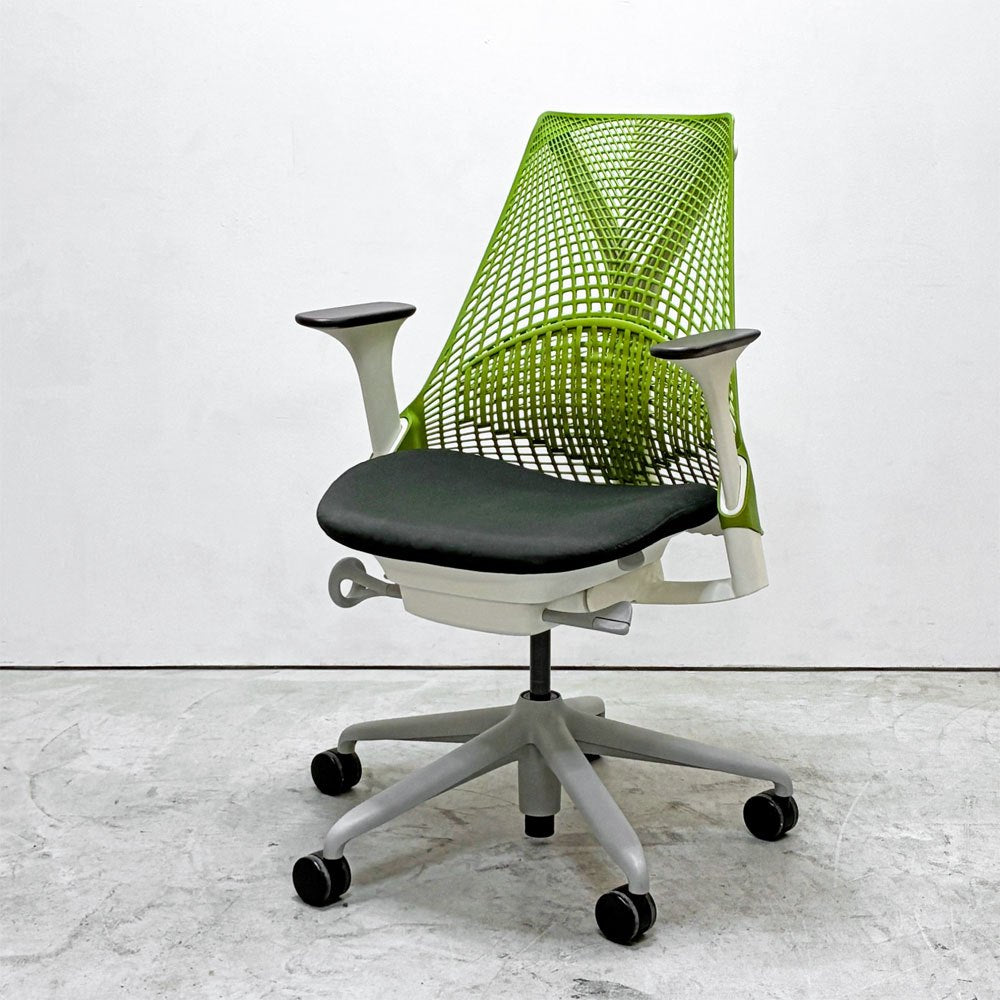 ハーマンミラー Herman Miller セイルチェア SAYL CHAIR デスクチェア オフィスチェア ランバーサポートカバー付き アップルグリーン 旧モデル イヴ・ベアール ●