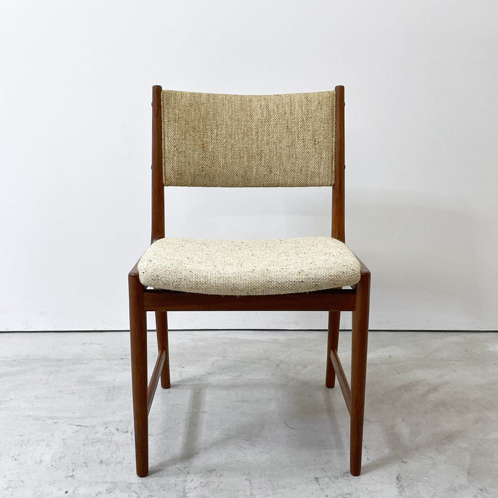 北欧ビンテージ Scandinavian Vintage チーク無垢材 ダイニングチェア ファブリック ベージュ系 ミッドセンチュリー B ●