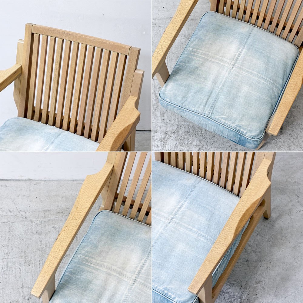 ダブルティー WTW アペルト チェア APERTO CHAIR NT アームチェア ラウンジチェア 1Pソファ アッシュ材 デニム地 西海岸 ウエストコースト ●