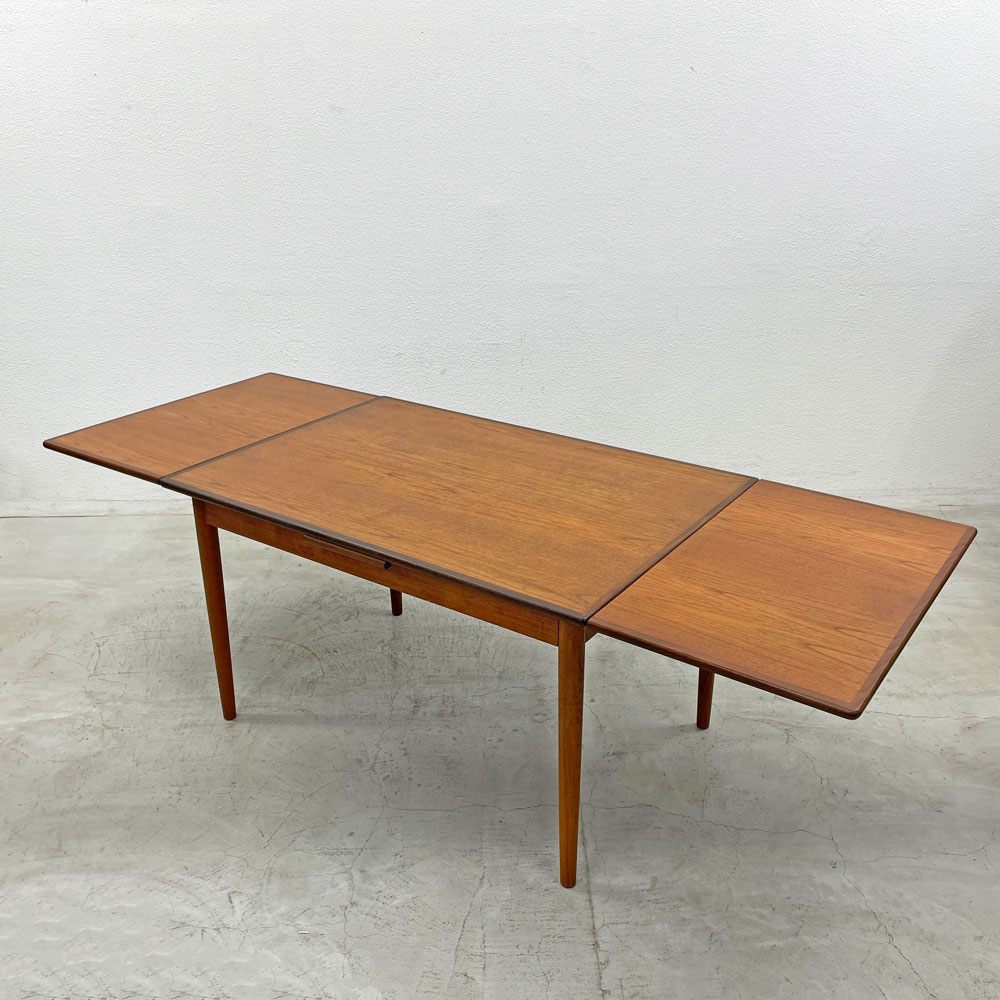 北欧ビンテージ Danish Vintage チーク材 エクステンション ダイニングテーブル ドローリーフ式 デンマーク 〓