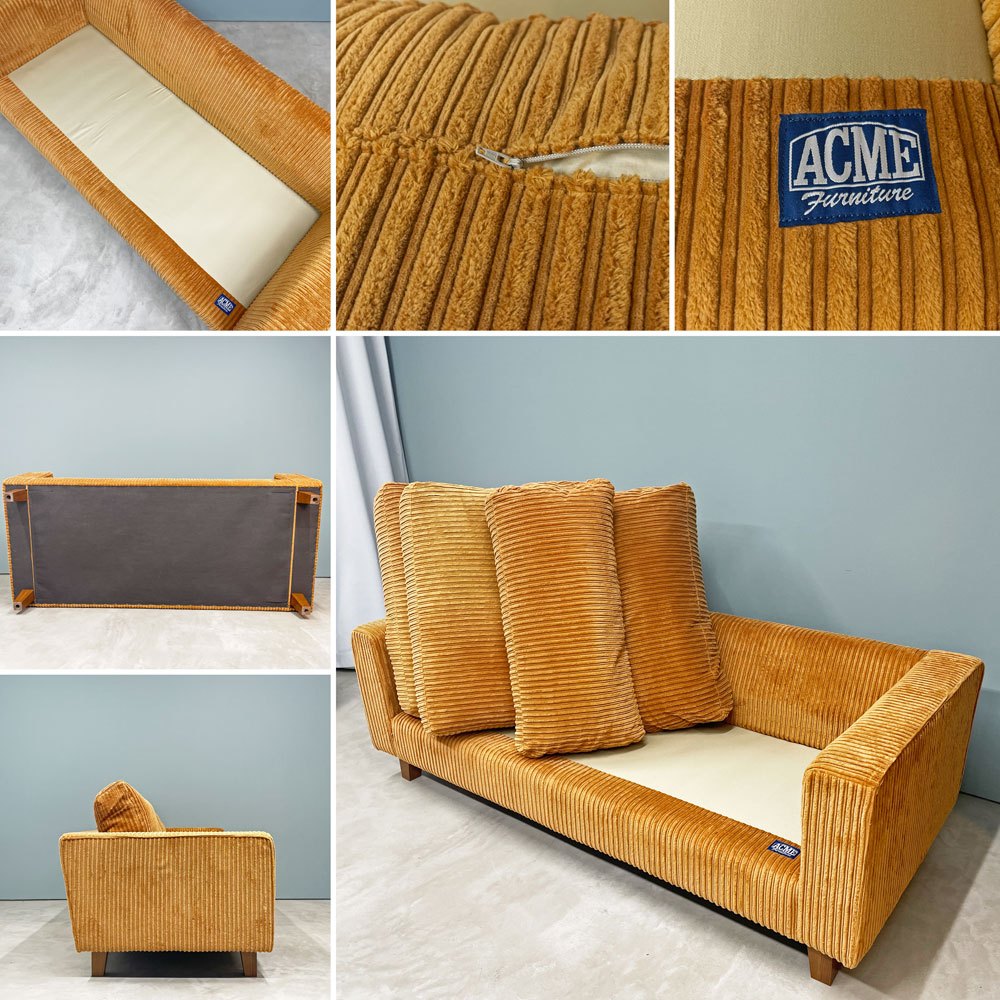 アクメファニチャー ACME Furniture ジェティ フェザー ソファ JETTY FEATHER SOFA 2シーター (L) コーデュロイ マスタード W187cm 定価￥332,200- ◎