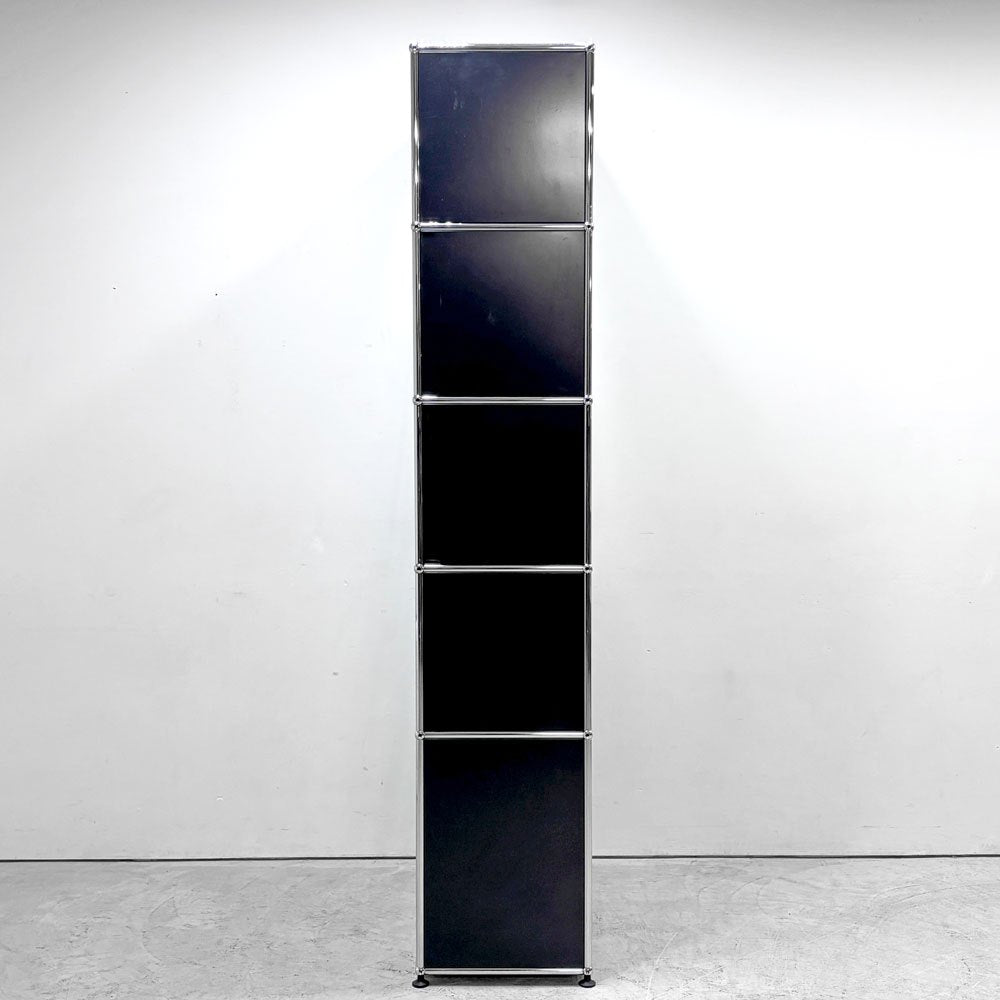 ユーエスエムハラー USMハラー USM Haller キャビネット シェルフ 1列5段 グラファイトブラック ドロップダウンドア ×2 フリップアップドア 鍵付き スイス ●