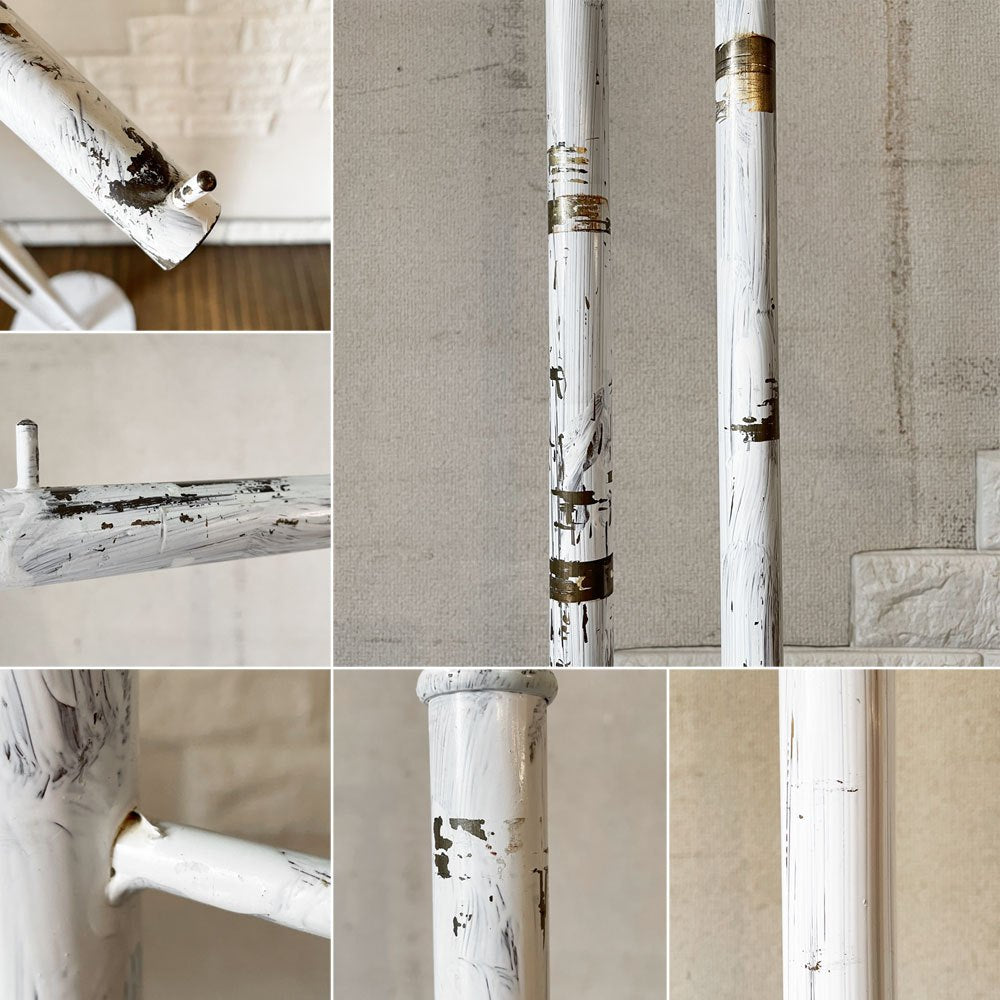 ビンテージ Vintage ダブルスロープハンガー ホワイトペイント ラウンドベース H189.5cm 高さ調整可 角度調整可 シャビーシック ◎