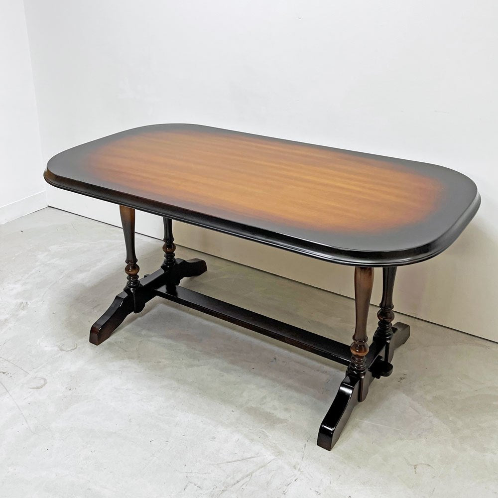飛騨産業 HIDA ダイニングテーブル 木製 ダークブラウン W145cm クラシカルデザイン レトロ家具 ●