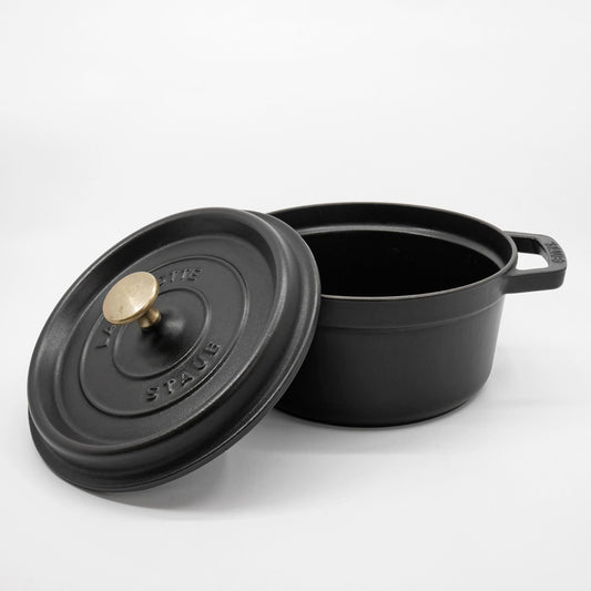 ストウブ STAUB ピコ ココット ラウンド 両手鍋 ブラック 20cm 鋳物 キャセロール ガス オーブン IH対応 フランス ●