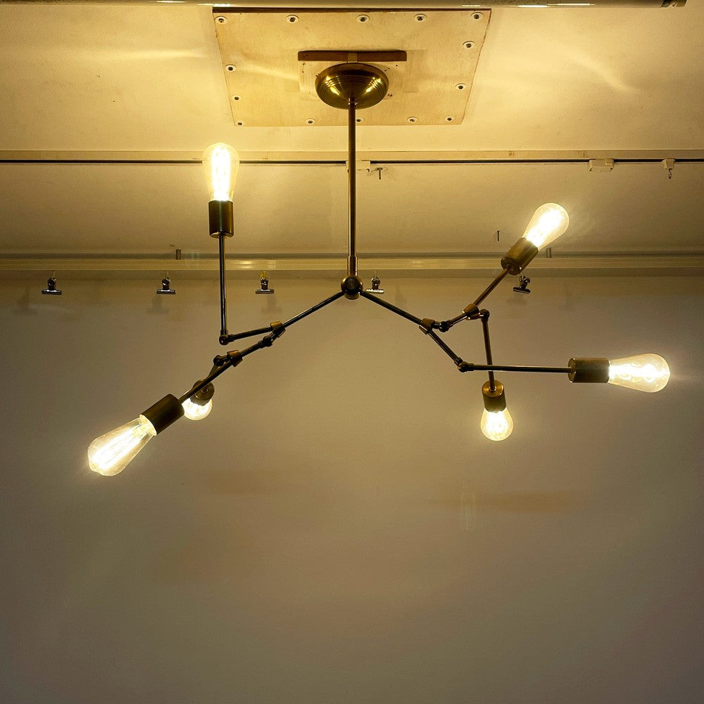 アクメファニチャー ACME Furniture ソリッドブラスランプ SOLID BRASS LAMP 6アームシャンデリア 6ARM CHANDELIER 真鍮 シーリングライト ミッドセンチュリー インダストリアル レトロスタイル ●