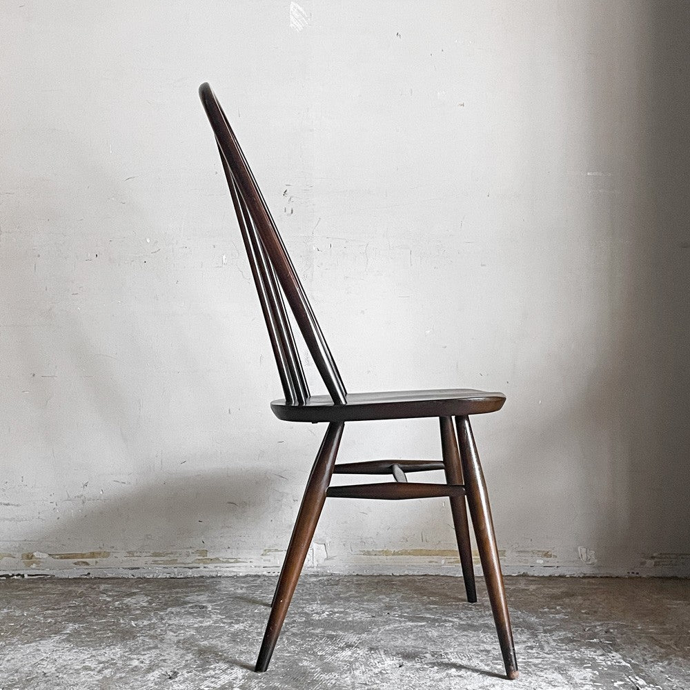 アーコール Ercol クエーカーチェア ダイニングチェア コロニアル ハイバック エルム材 × ビーチ材 ブラウン UKビンテージ 英国家具 ■