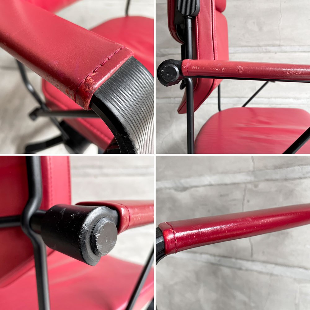 ジロフレックス giroflex ハイバックアームチェア giroflex 33 オフィスチェア デスクチェア シート昇降 5本脚 レザー 本革 スイス製 ♪