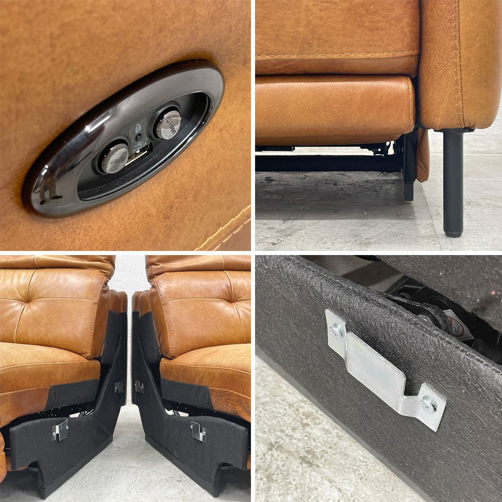 ジャーナルスタンダード journal standard Furniture シェフィールド SHEFFIELD リクライニングソファ 2.5人掛け W186cm 本革 キャメル 電動式 定価￥308,000円 〓