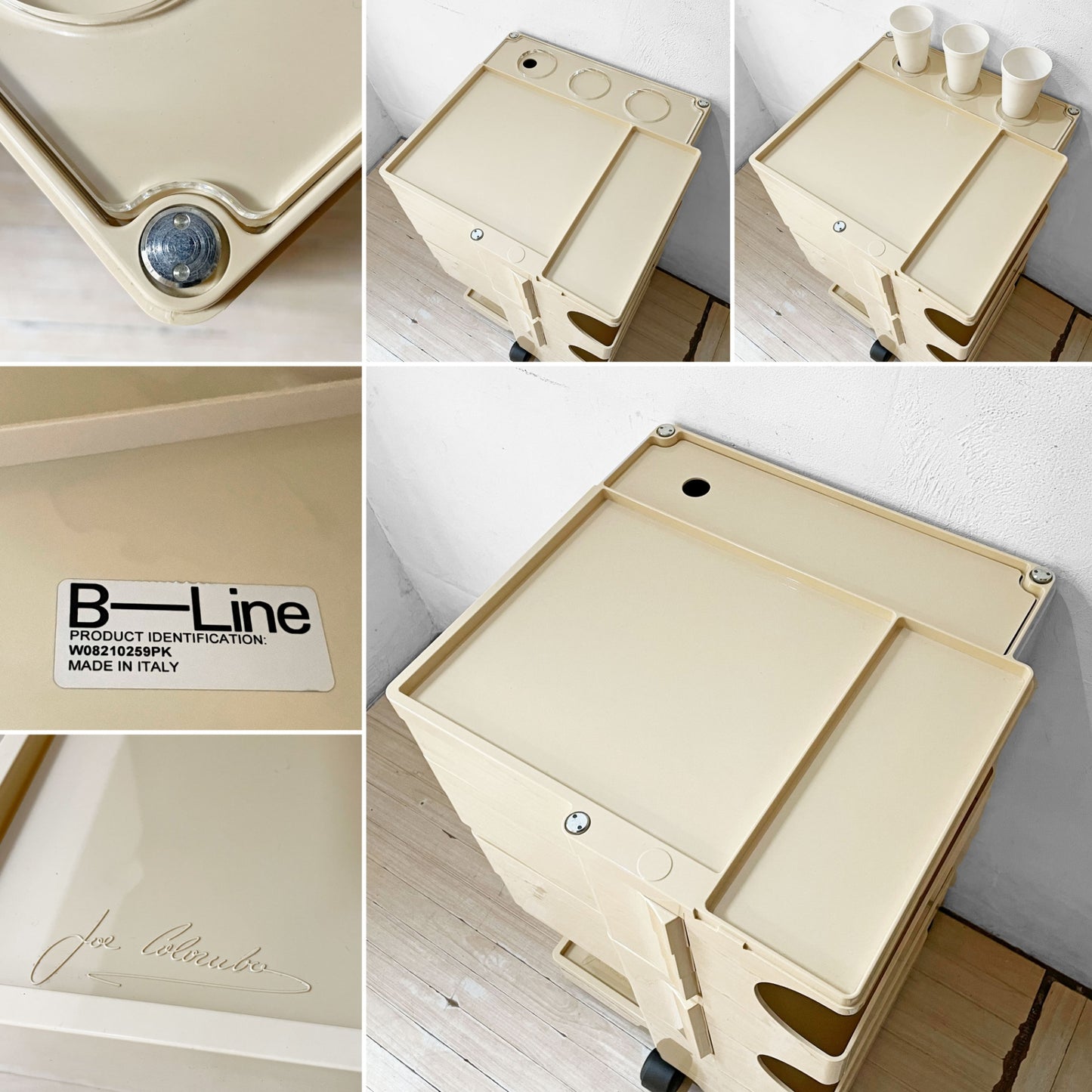 ビーライン B-LINE ボビーワゴン BOBY WAGON 日本限定色ベージュ 別売りコップ×3＆アクリルトレー、インナートレー ジョエ・コロンボ ★