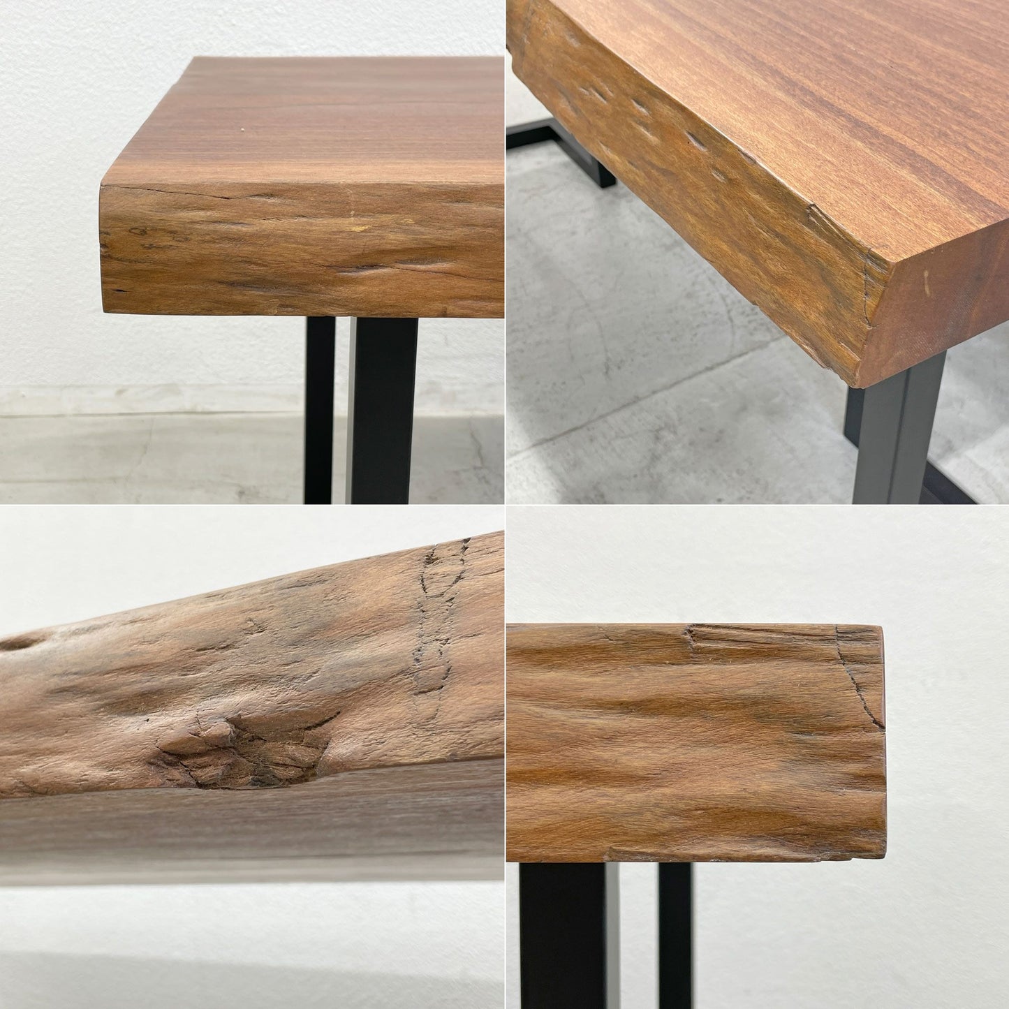 ワイスワイス WISE WISE ダイニングテーブル dining table アイアンレッグ T字脚 パナマ材無垢材 ライブエッジ 天板厚 7.0ｃｍ  〓