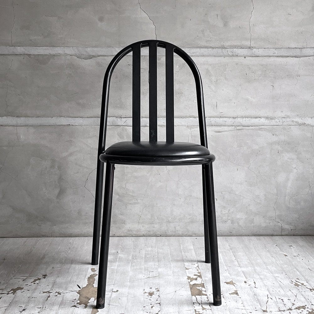 フランスビンテージ French Vintage ステヴァンチェア Stevens Chair モデルC Model C ブラック レザー クッションシート ロベール・マレ＝ステヴァンス 刻印有 A ♪