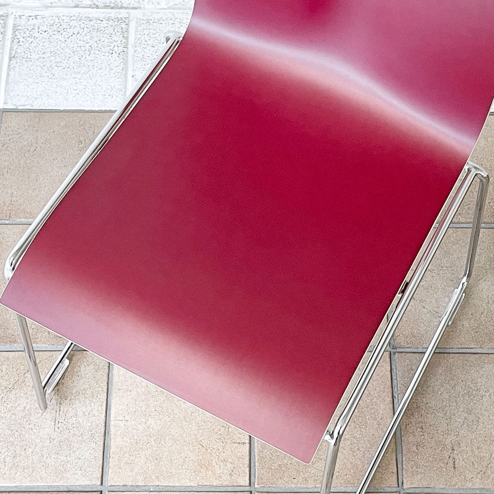 エンゲルブレヒト Engelbrechts チャリック CHAIRIK 107 ダイニングチェア スタッキング そり足 ボルドー 未使用品 デンマーク A ◇