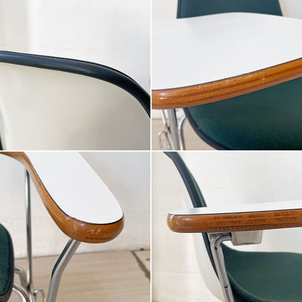 ハーマンミラー Herman Miller サイドシェルチェア セカンド 2nd ビンテージ アプホルスター スクールベース スタッキングベース 肘掛けテーブル付 イームズ ミッドセンチュリー D ★
