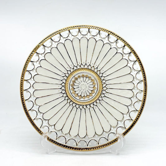 伊藤剛俊 金彩蓮透皿 プレート 飾り皿 磁土 益子焼 透かし彫り 搔き落とし 陶芸家 現代作家 ●