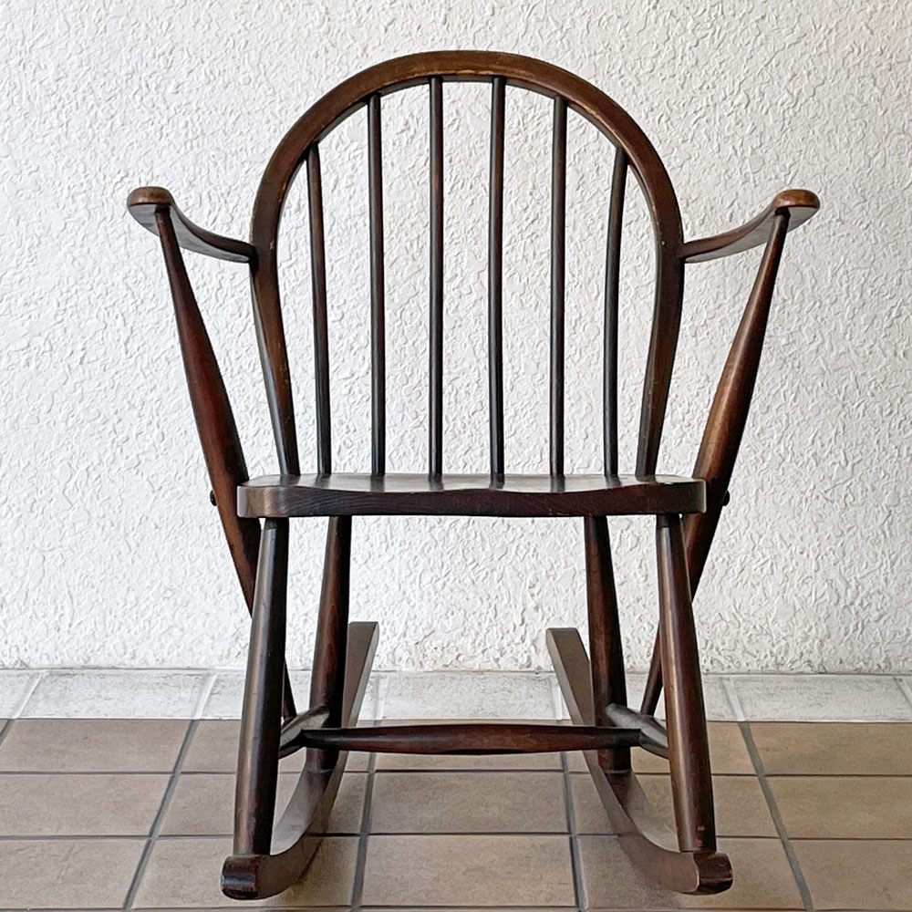 アーコール Ercol ロッキングチェア フープバック エルム材 ブルーラベル 1950年代 UKビンテージ 英国 ◇