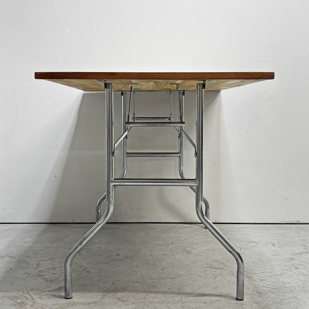 ワークテーブル エブコ EBCO ウィッシュボーンレッグ WISHBONE LEGS + 木製天板 折り畳みテーブル  W120.5cm US 作業台 PFS取扱 インダストリアル ●