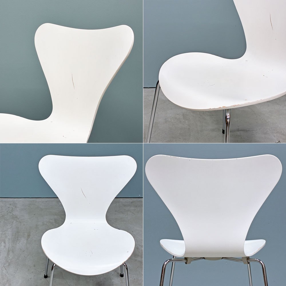 フリッツハンセン Fritz Hansen 3107 セブンチェア ホワイト ラッカー仕上げ スタッキング アルネ・ヤコブセン デンマーク 北欧家具 A ◎