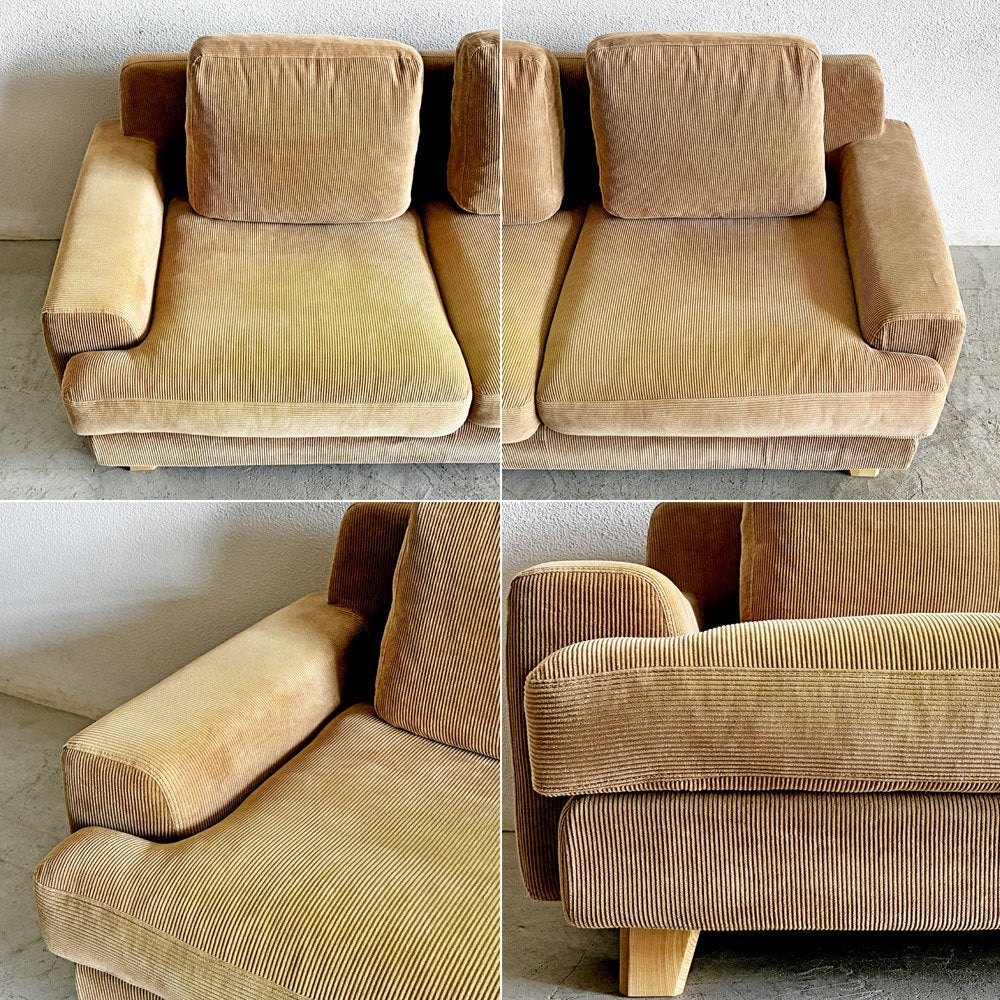 ウニコ unico グレイグ GREIG 2.5シーターソファ 2.5人掛け W168cm コーデュロイ生地 キャメル アッシュ材 参考価格￥100,650- 〓