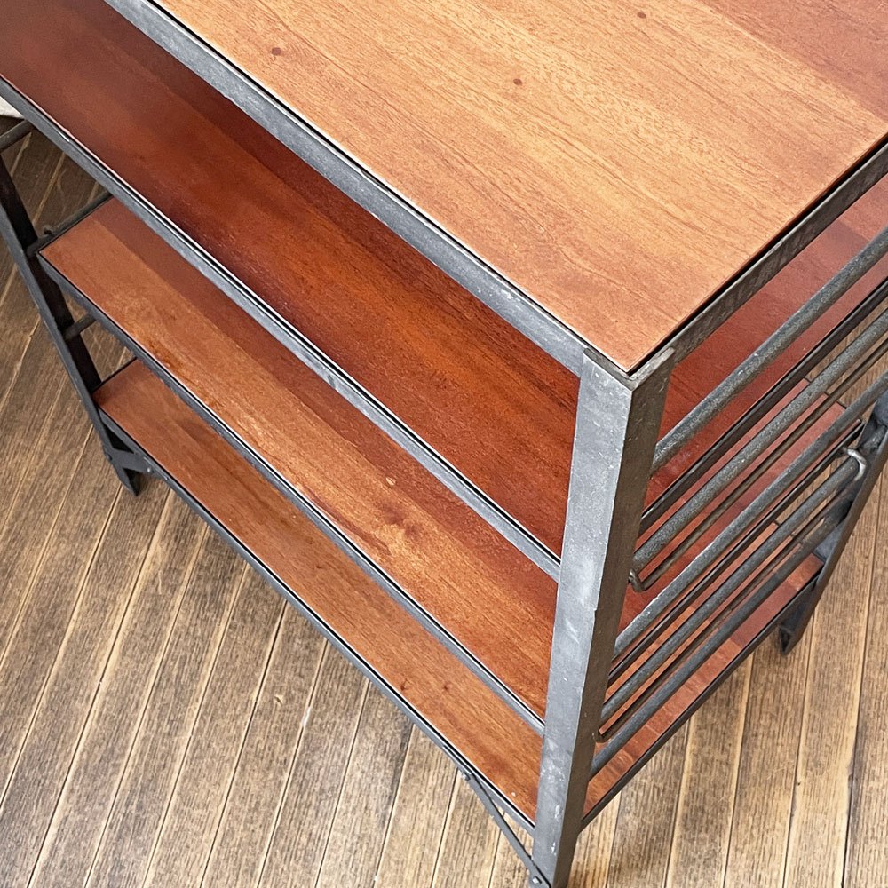 ウニコ unico ランバーミニ LUMBER-mini オープンシェルフ スモールシェルフ アフリカンマホガニー材 インダストリアルデザイン W60cm 廃番 ◎