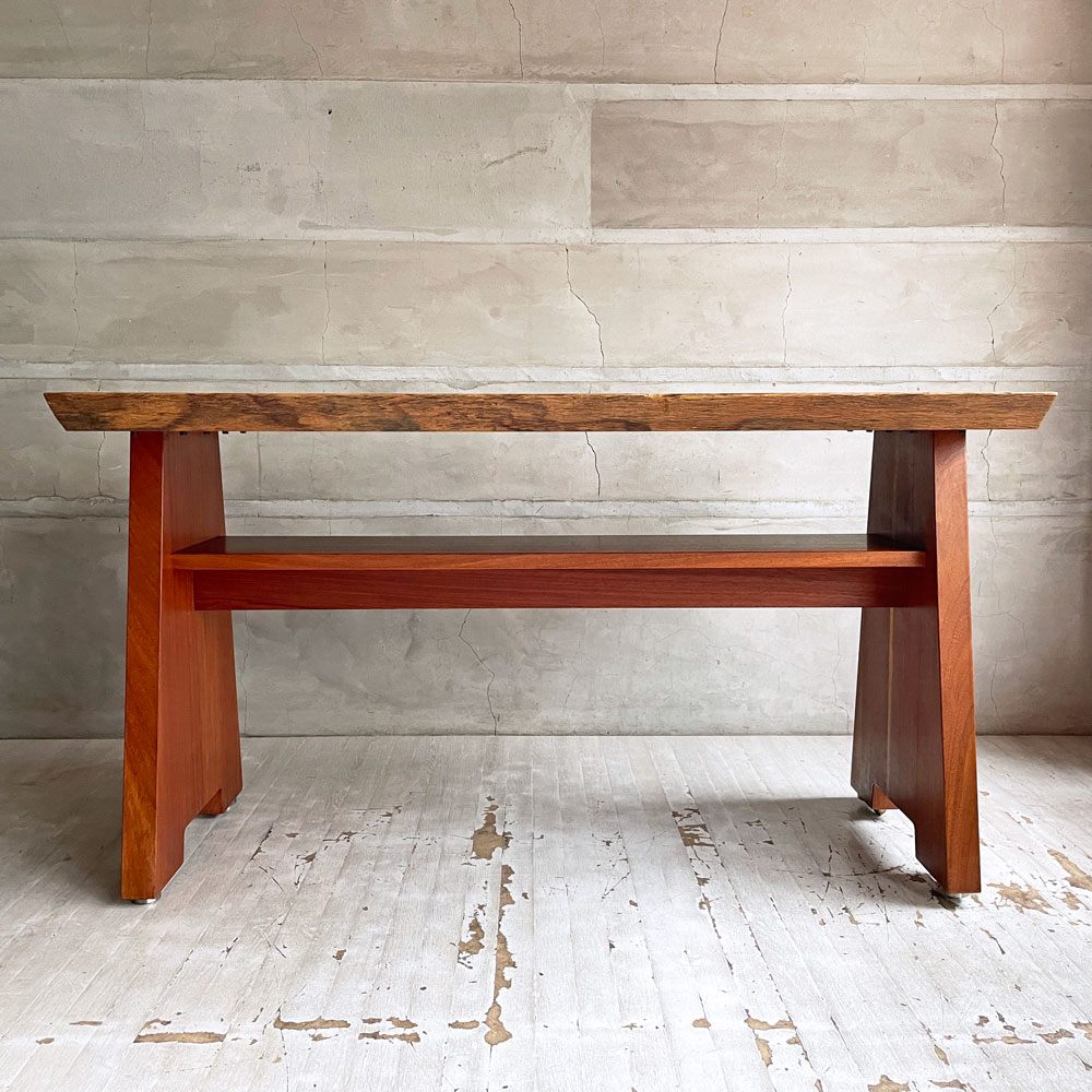 クラフトファニチャー Craft furniture ダイニングテーブル ウォールナット無垢材 耳付き 天然木 アジャスター付き W130cm ♪