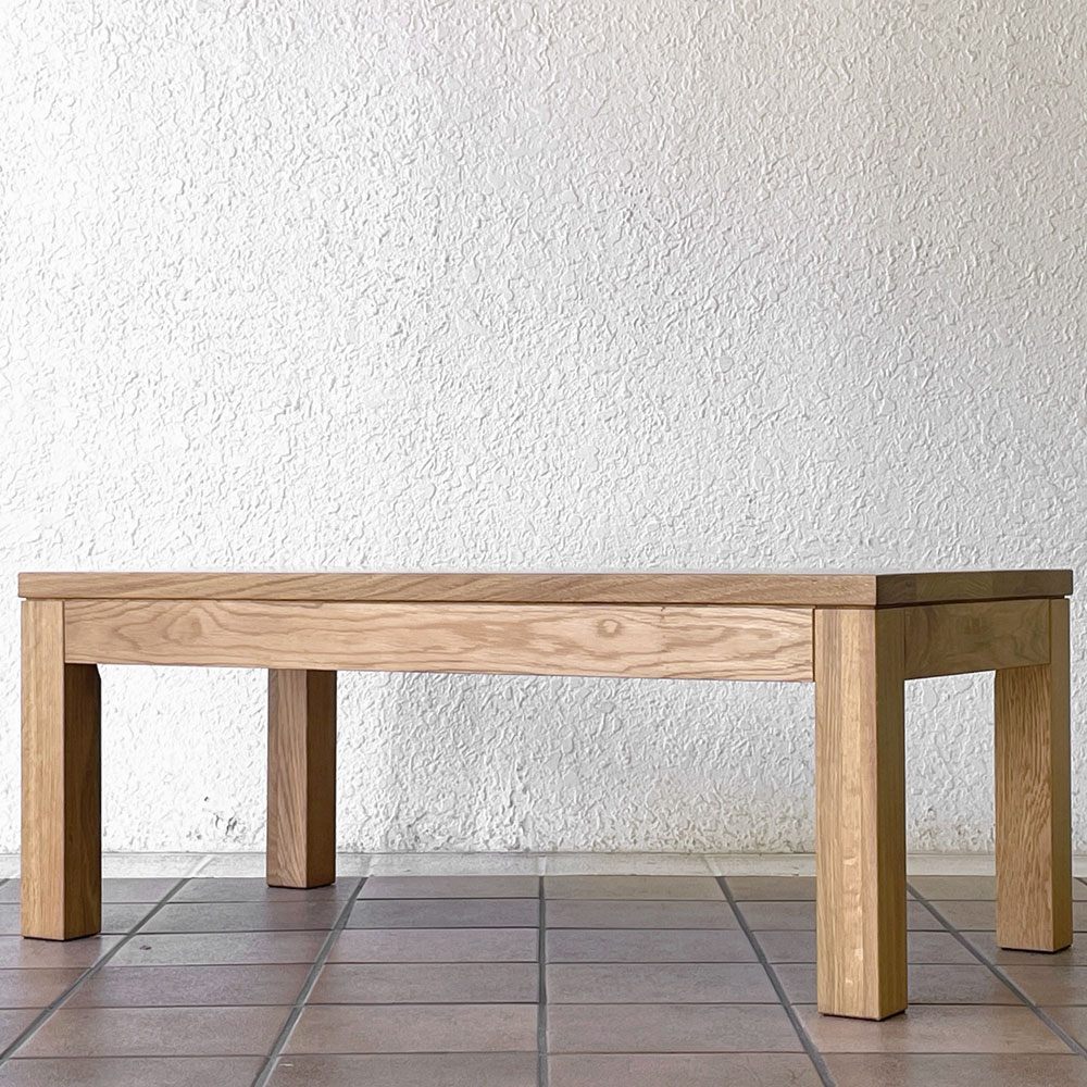 無印良品 MUJI オーク材 無垢材天板 リビングテーブル ローテーブル W90cm ナチュラル ◇