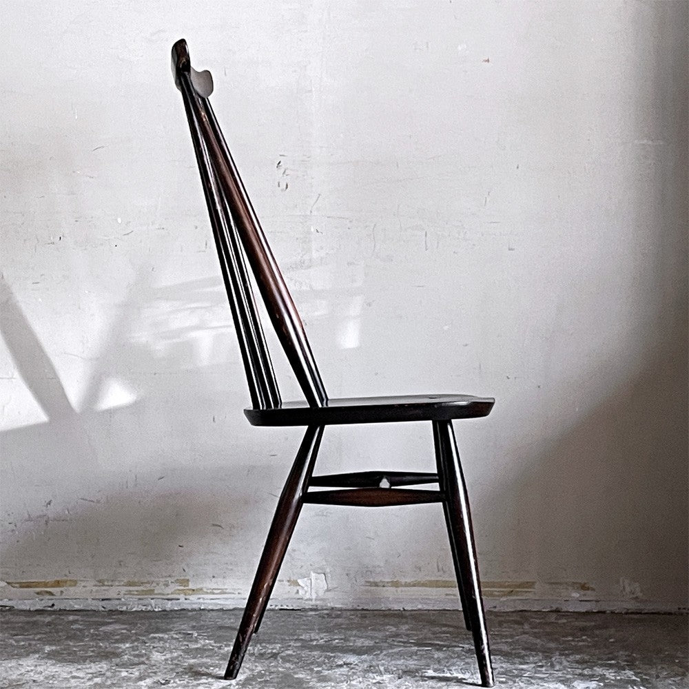 アーコール Ercol ゴールドスミス ダイニングチェア コロニアル ハイバック エルム材 ダークブラウン UKビンテージ 英国 ■
