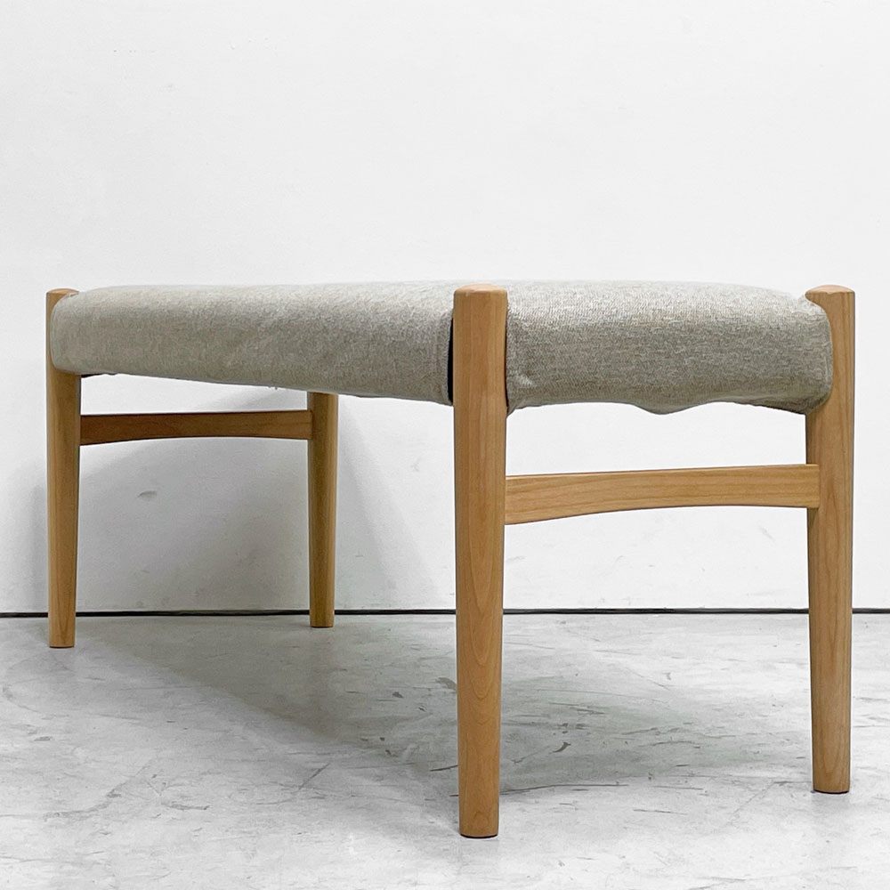 モモナチュラル MOMO Natural ホーン HORN ベンチ タモ無垢材 カバーリング グレー系ファブリック W110cm 定価￥37,000- ●