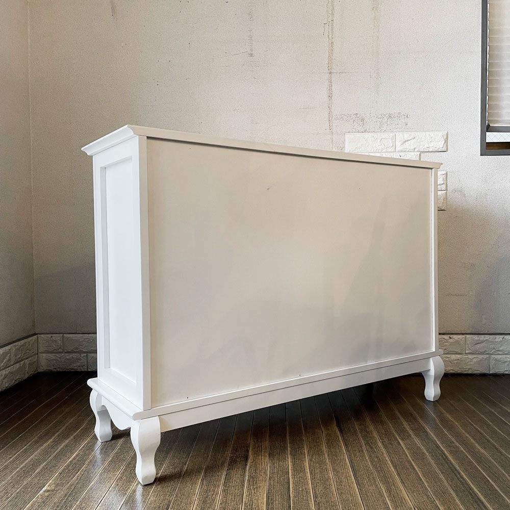 フレンチアンティークスタイル French Antique Style ホワイトペイント チェスト 4段6ドロワー W110cm シャビーシック ロココ調 ◎