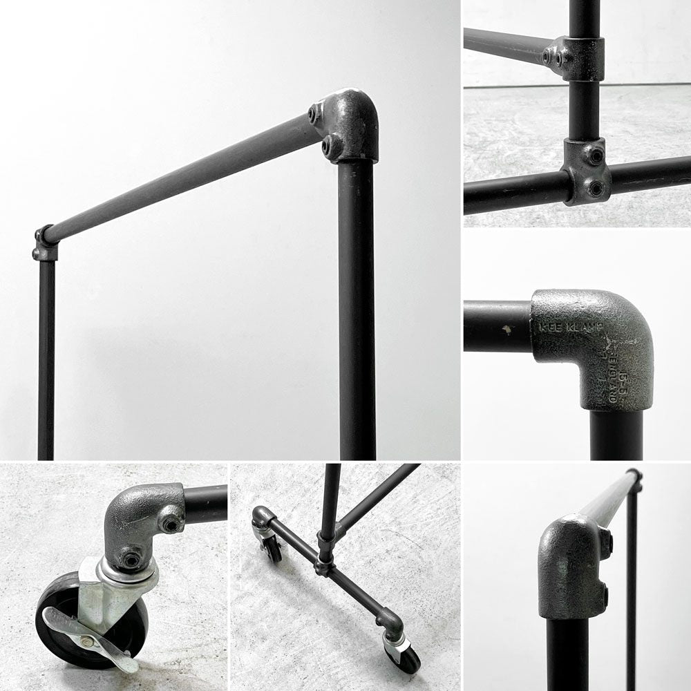 インダストリアルデザイン Industrial Design ハンガーラック 水道管パイプ ガス管 オーダー品 キャスター付き 店舗什器 A ●