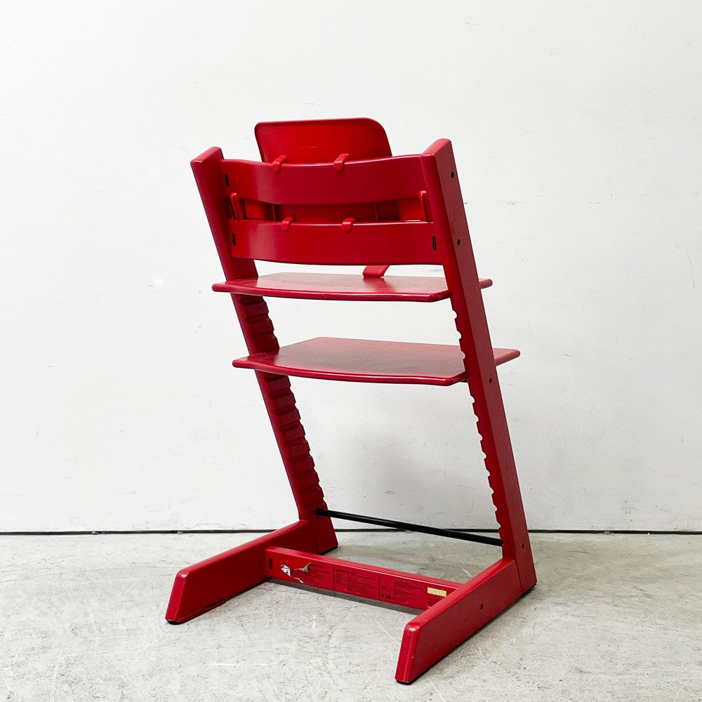 ストッケ STOKKE トリップトラップ TRIPP TRAPP ベビーチェア キッズチェア S/N4～ ガード・グライダー付き レッド ノルウェー 北欧家具 ●