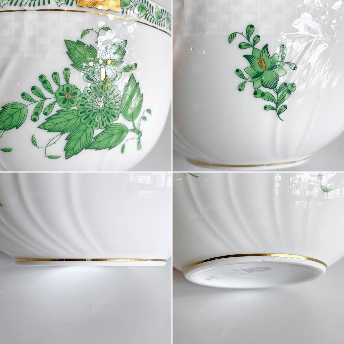 ヘレンド HEREND アポニーグリーン スラップボウル ボウル ヘレンドグリーン 金彩 磁器 Φ7cm ハンガリー 定価￥35,200- ■
