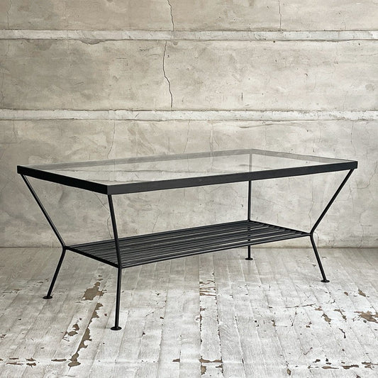 ウニコ unico エディ EDDY ガラス ローテーブル Lサイズ コーヒーテーブル センターテーブル ラック付き アイアンフレーム 廃番 ♪