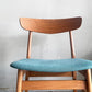 北欧ビンテージ Scandinavian vintage ダイニングチェア チーク材 x ビーチ材 ブルー系 ファブリック 北欧家具 ■