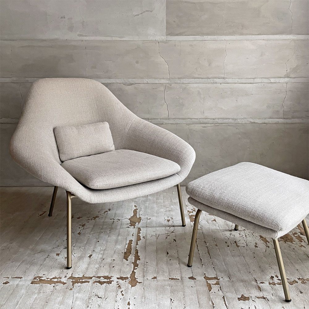 ウエストエルム West Elm ロワン ROWAN ラウンジチェア イージーチェア＆オットマン ベージュ系 ファブリック モダンデザイン ♪
