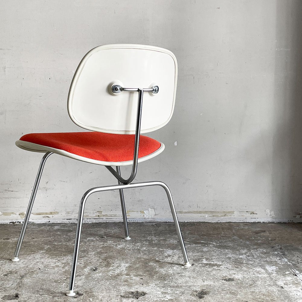 ハーマンミラー Herman Miller ツーピースプラスチックチェア Two Piece Plastic Chair DCM ホワイト オレンジ ファブリック張替済 ビンテージ 希少 ■