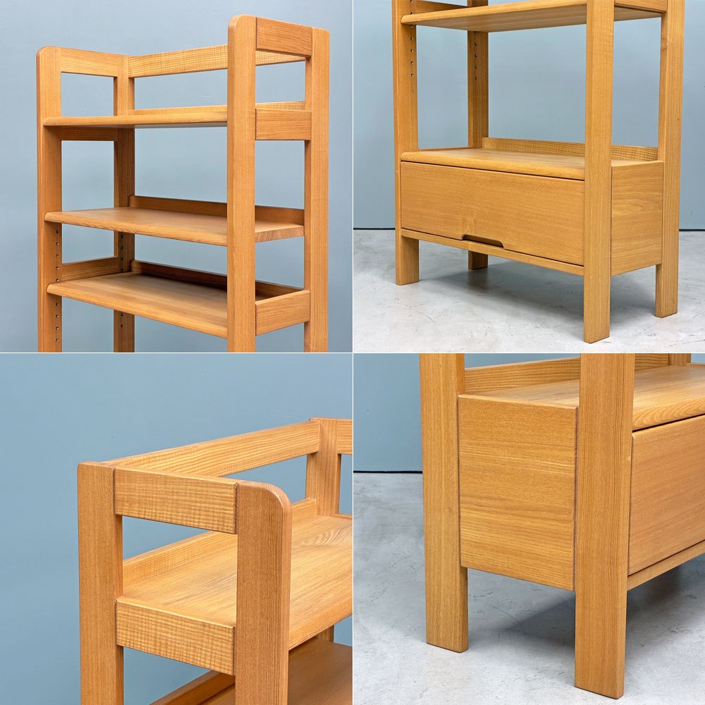 Natural Style タモ無垢材 ブックシェルフ 1ドロワー W64cm 本棚 ラック ナチュラル ◎