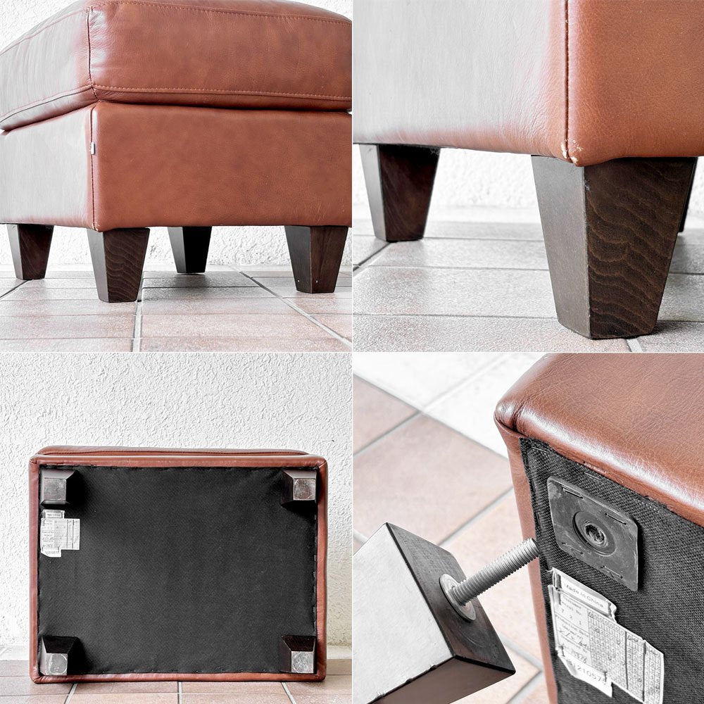 イデー IDEE リラ オットマン RIRA OTTOMAN フットスツール オットマン 本革 レザー ナラ材 ブラウン系 W60cm  ◇
