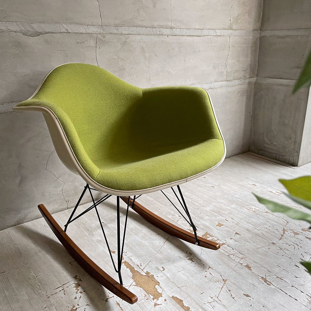 ハーマンミラー Herman Miller アームシェルチェア セカンド 2nd ビンテージ FRP アプホルスター ロッカーベース イームズ ミッドセンチュリー 生地張替え済 ♪