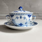 ロイヤルコペンハーゲン ROYAL COPENHAGEN ブルーフルーテッド ハーフレース スープカップ&ソーサー 陶器 北欧食器 廃番 箱付き 未使用 B ♪