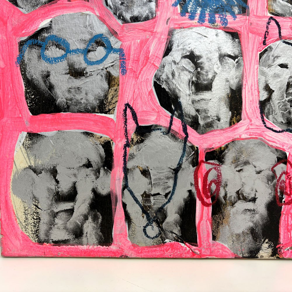 ドミニク・エディ・デュビアン Dominique Eddy Dubien unknown キャンバス画 顔  W60×H60cm モダンアート 現代美術 半具象的芸術 フランス ●