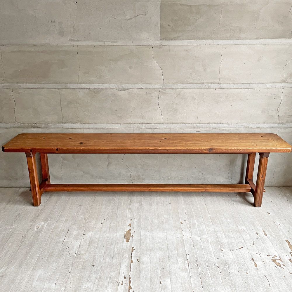 ジャパンビンテージ Japan Vintage ロングベンチ パイン古材 花台 フラワースタンド くさび留め 古道具 古家具 店舗什器 ♪
