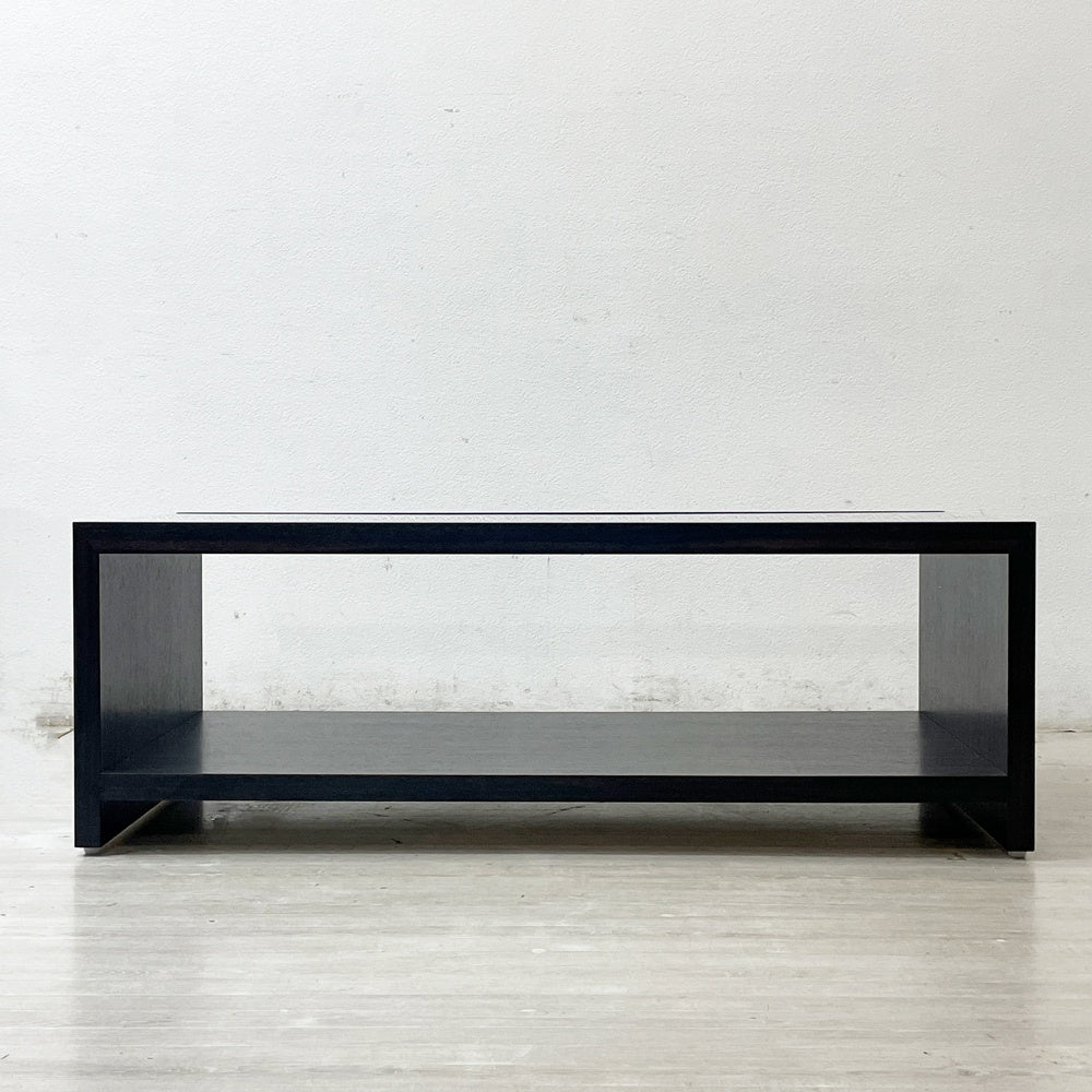 ナチュラルモダンスタイル ガラステーブル リビングテーブル センターテーブル ウッドフレーム W120cm ●