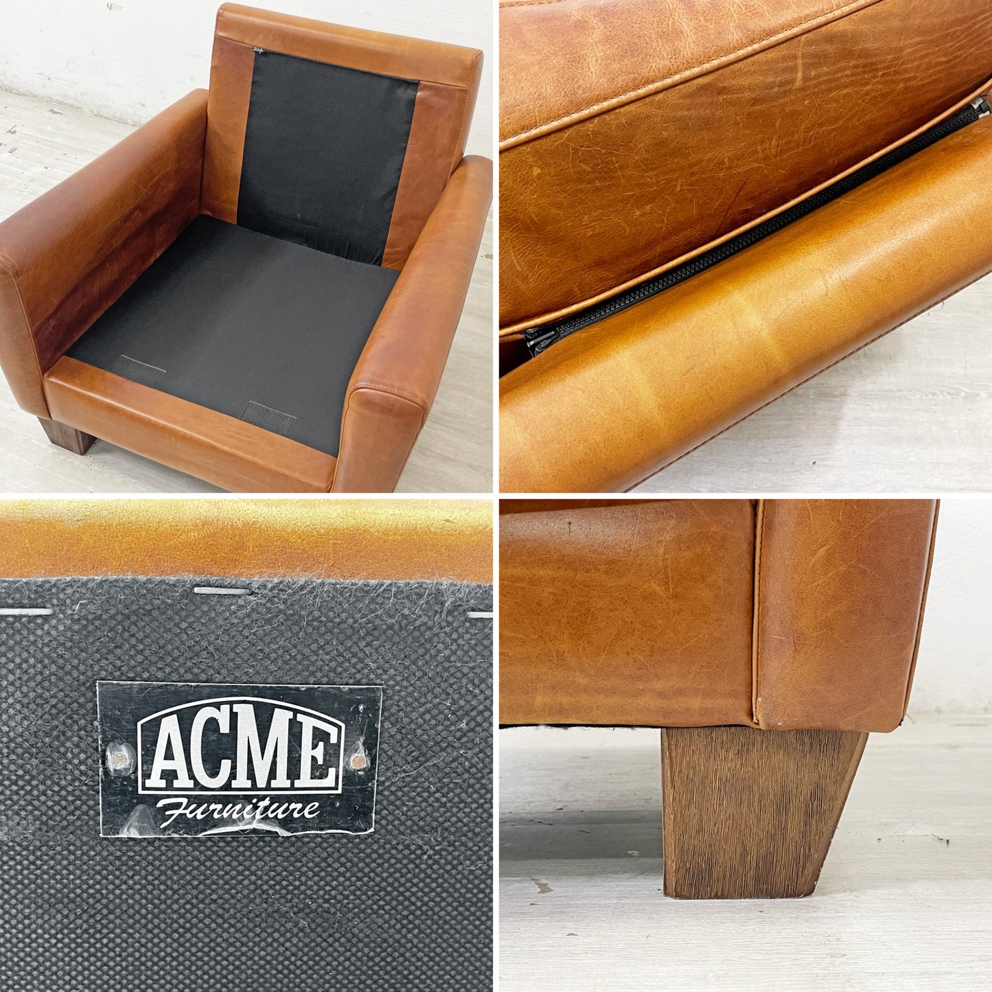 アクメファニチャー ACME Furniture フレスノ FRESNO SOFA 1P 1人掛けソファ ラウンジチェア カウハイドレザー ビンテージテイスト ●