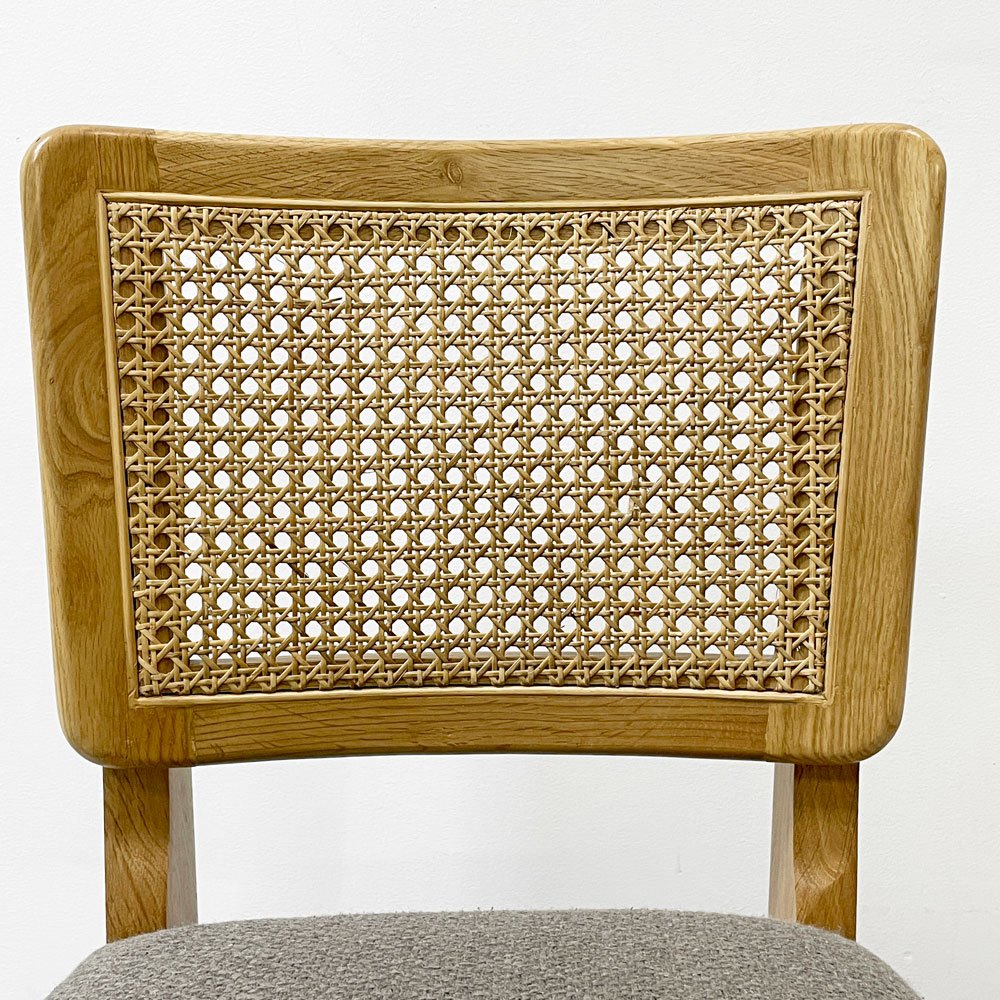 クラッシュゲート CRASHGATE ノットアンティークス Knot Antiques ピケ PIKE チェア オーク材 ファブリック座面 ラタン チャコールグレー ビンテージスタイル ●
