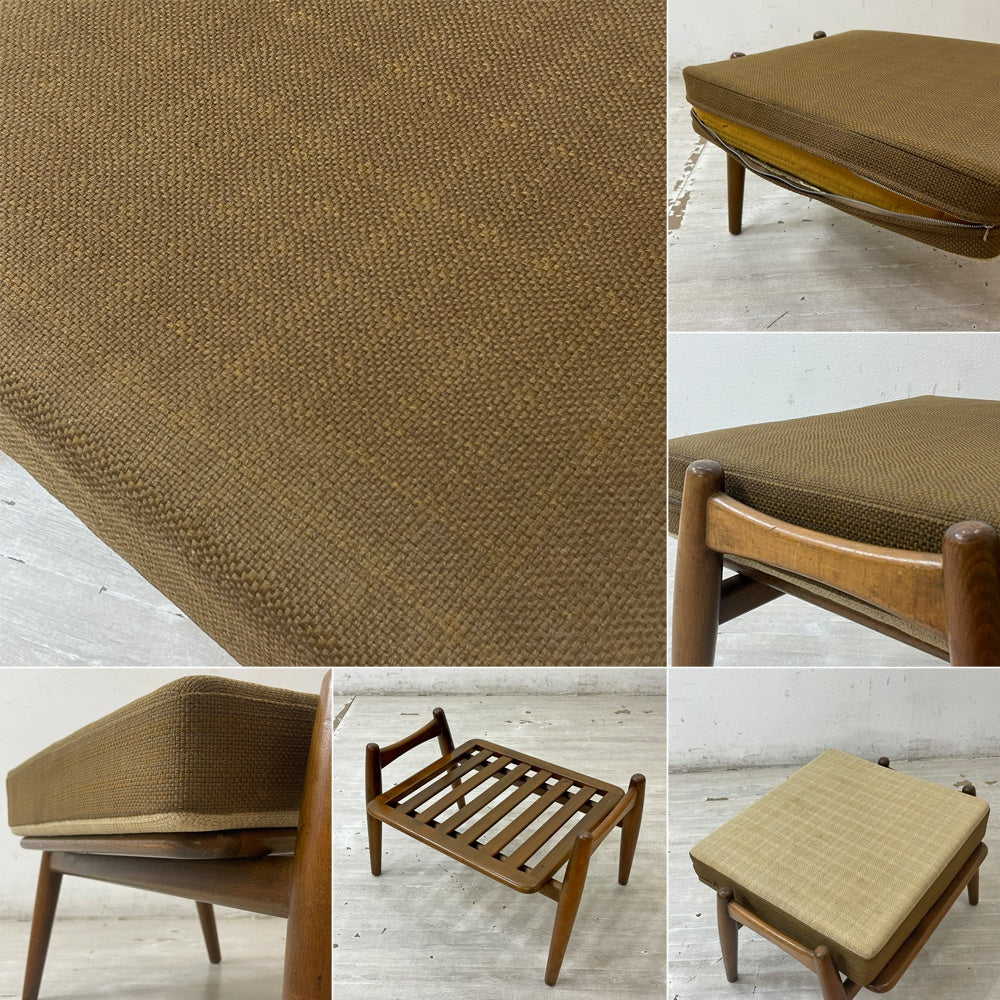ゲタマ GETAMA GE240 オットマン ビーチ材 ハンス・J・ウェグナー Hans J Wegner スプリングクッション 北欧 デンマークビンテージ ●