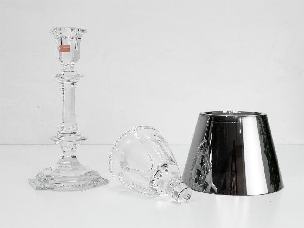 バカラ Baccarat アルクール アワーファイヤー キャンドルスティック HARCOURT OUR FIRE CANDLESTICK シルバー フィリップ・スタルク 美品 B ●