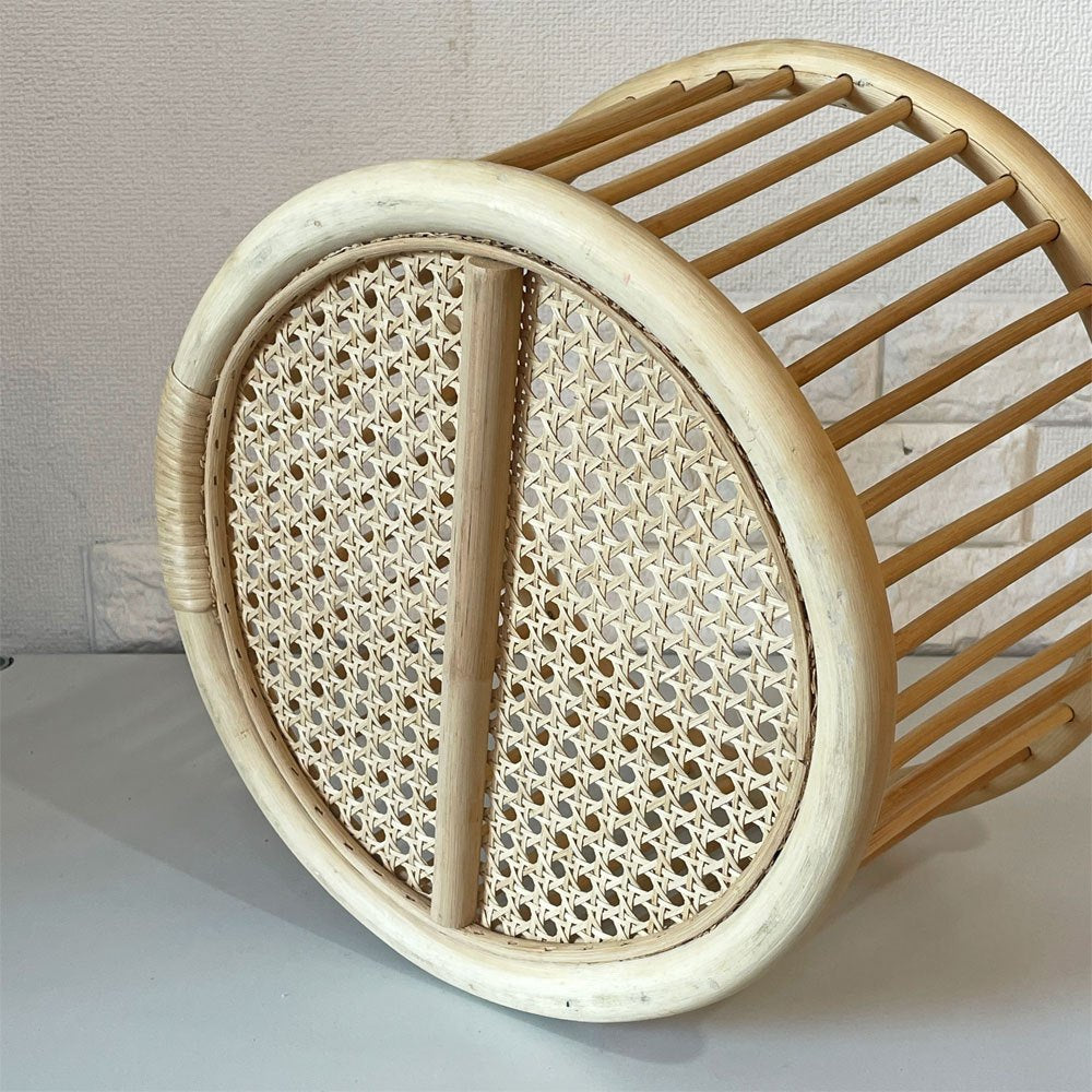 ツルヤ商店 籐バスケット(S) 籐かご ランドリーバスケット Φ38cm 籐源郷 山形工芸品  定価￥16500- ◎