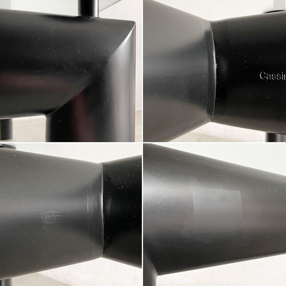 カッシーナ Cassina ターブル・テューブ・ダヴィオン 6 TABLE TUBE D’AVION LC6 ダイニングテーブル クリアガラス天板 ブラック脚 W225×D85cm ル・コルビジェ 定価￥1,111,000- 〓