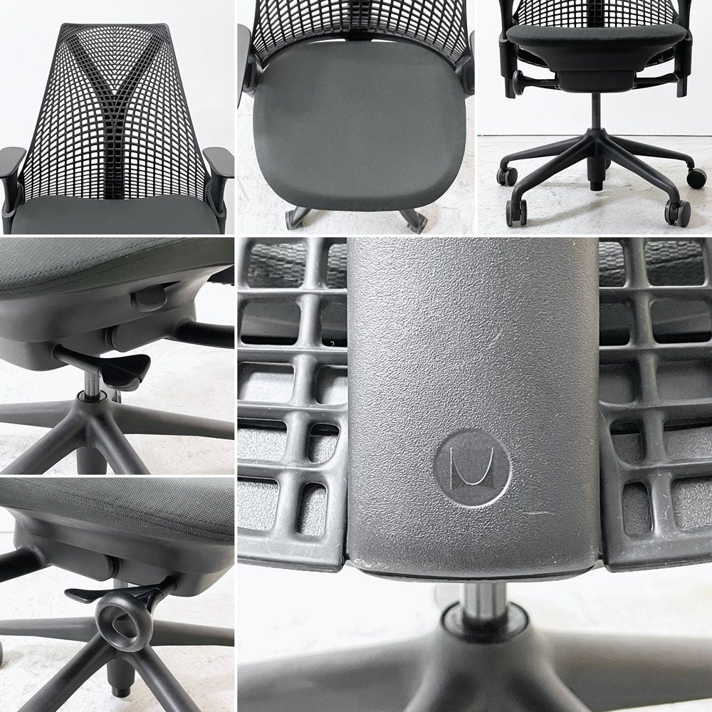 ハーマンミラー Herman Miller セイルチェア SAYL CHAIR デスクチェア オフィスチェア ブラック ミドルバック イヴ・ベアール 2013年製 旧モデル B ●